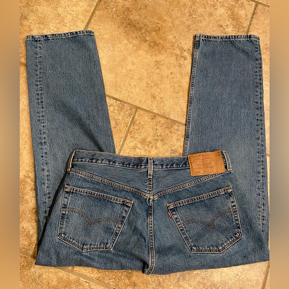 Mens Levis Cotton 501 VINTAGE 90s 38x30 Light Wash Jeans Made in USA